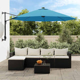 vidaXL Wandparasol met LEDs 290 cm zeeblauw