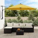 vidaXL Wandparasol met LEDs 290 cm zeeblauw