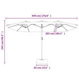 vidaXL Parasol dubbel 449x265 cm zandwit