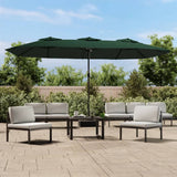 vidaXL Parasol dubbel dak met LED 449x265 cm zandwit