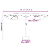 vidaXL Parasol dubbel dak met LED 449x265 cm zandwit