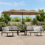 vidaXL Parasol dubbel dak met LED 449x265 cm zandwit