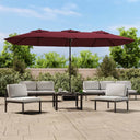 vidaXL Parasol dubbel dak met LED 449x265 cm zandwit