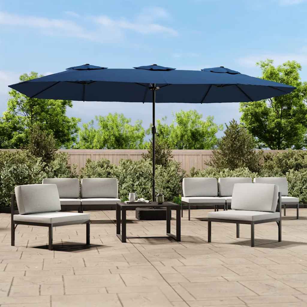 vidaXL Parasol dubbel dak met LED 449x265 cm zandwit