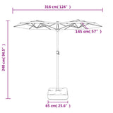 vidaXL Parasol double roof 316x145 cm sand white