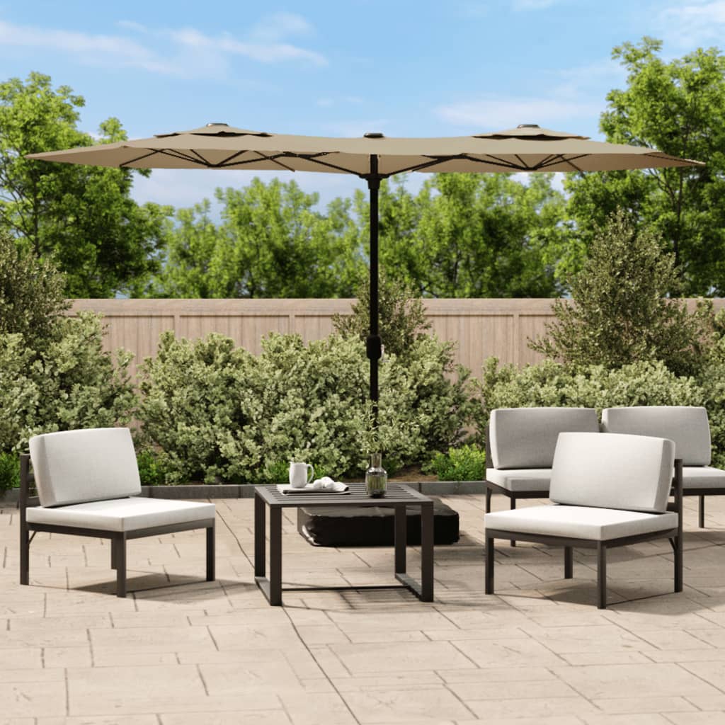 vidaXL Parasol double roof 316x145 cm sand white