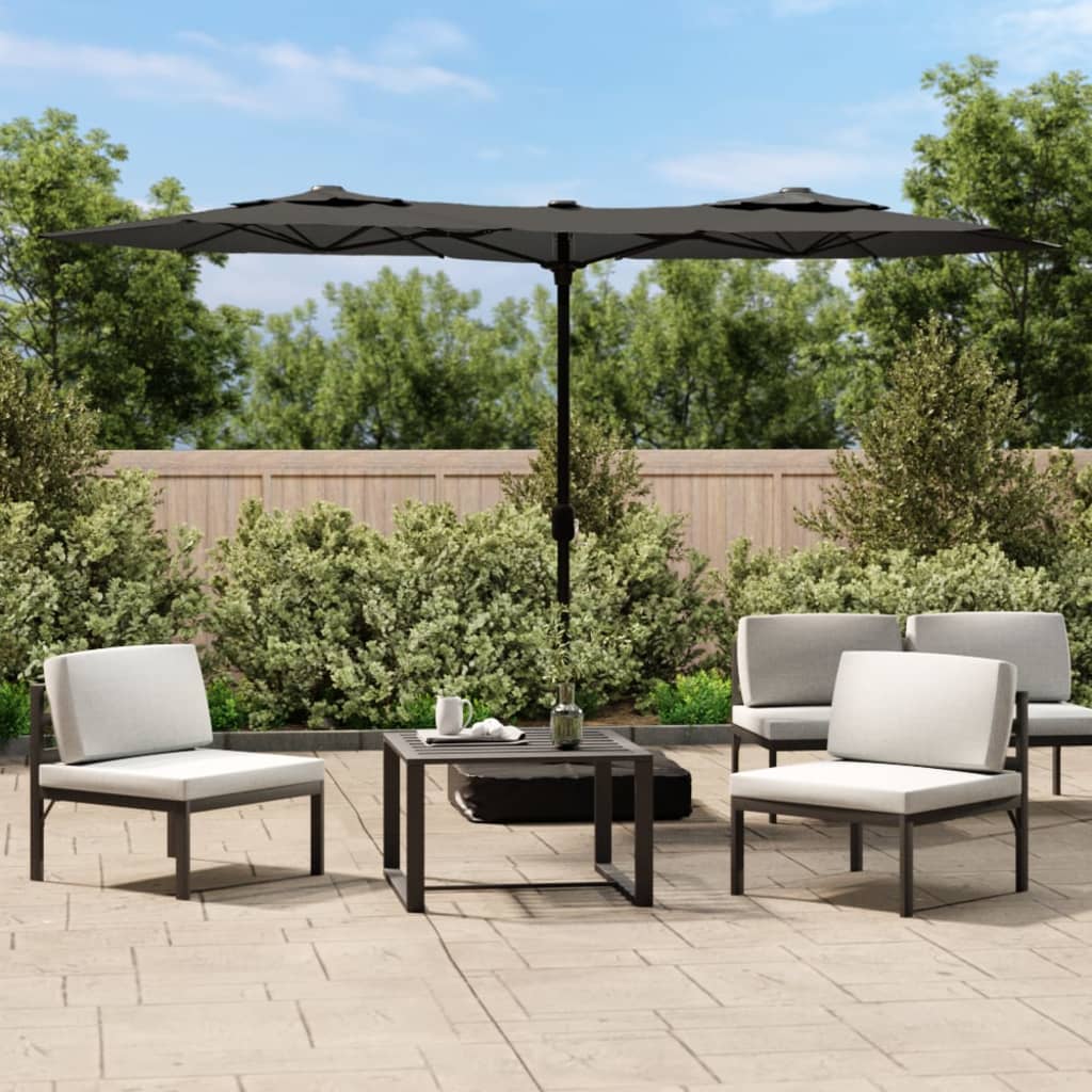 vidaXL Double-Tier LED Parasol 316x145 cm Sand White