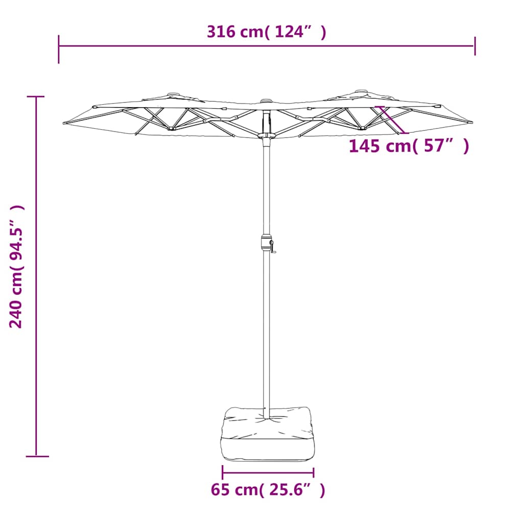 vidaXL Double-Tier LED Parasol 316x145 cm Sand White