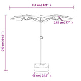 vidaXL Double-Tier LED Parasol 316x145 cm Sand White