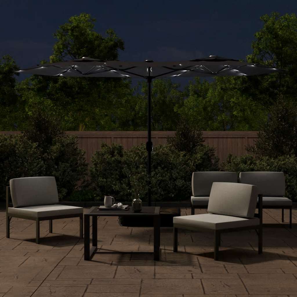 vidaXL Double-Tier LED Parasol 316x145 cm Sand White