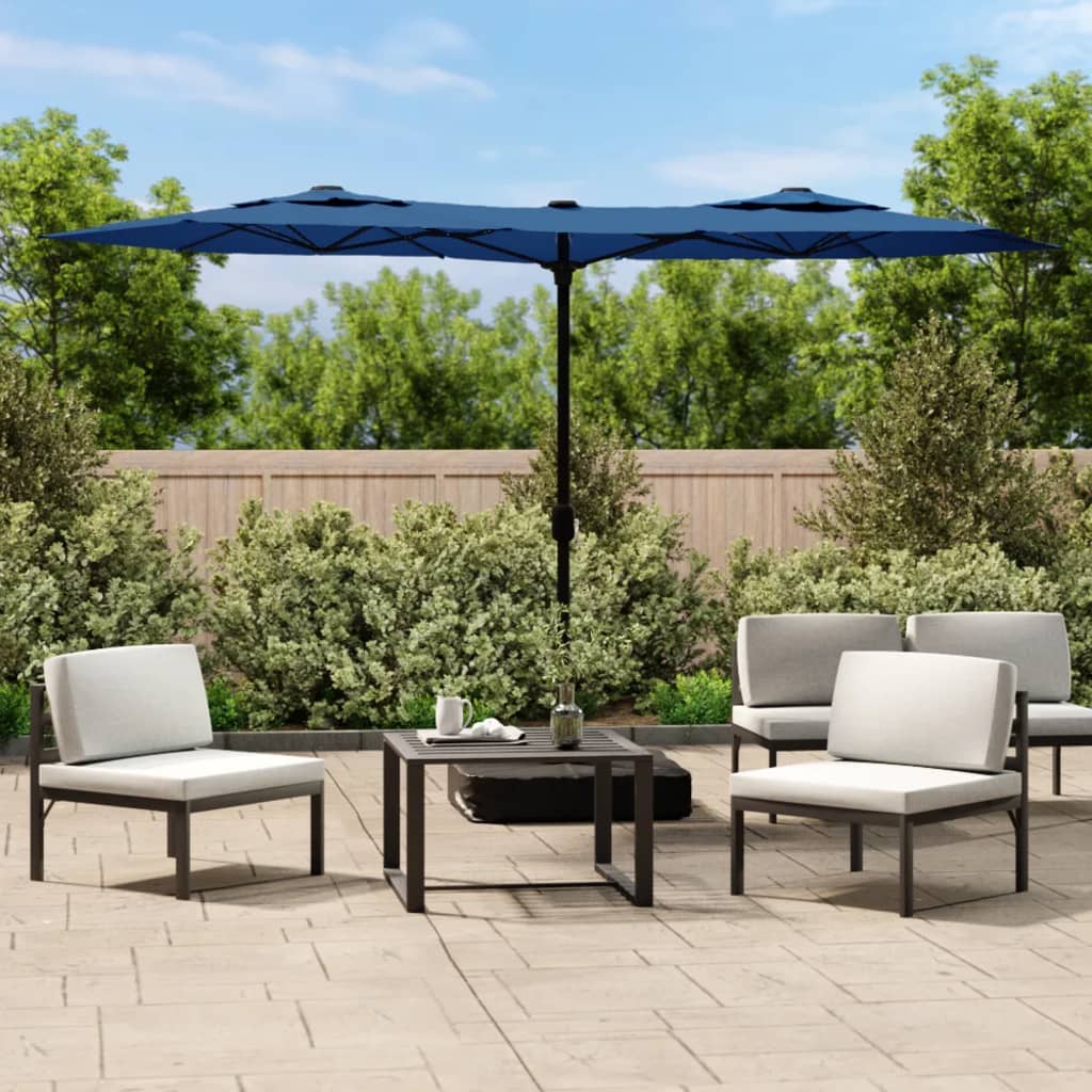 vidaXL Double-Tier LED Parasol 316x145 cm Sand White