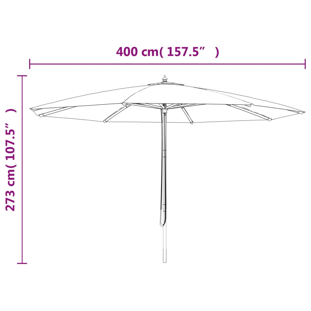 vidaXL Parasol with Wooden Pole 400x273 cm Sand
