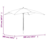vidaXL Parasol with Wooden Pole 300x300x273 cm Sand