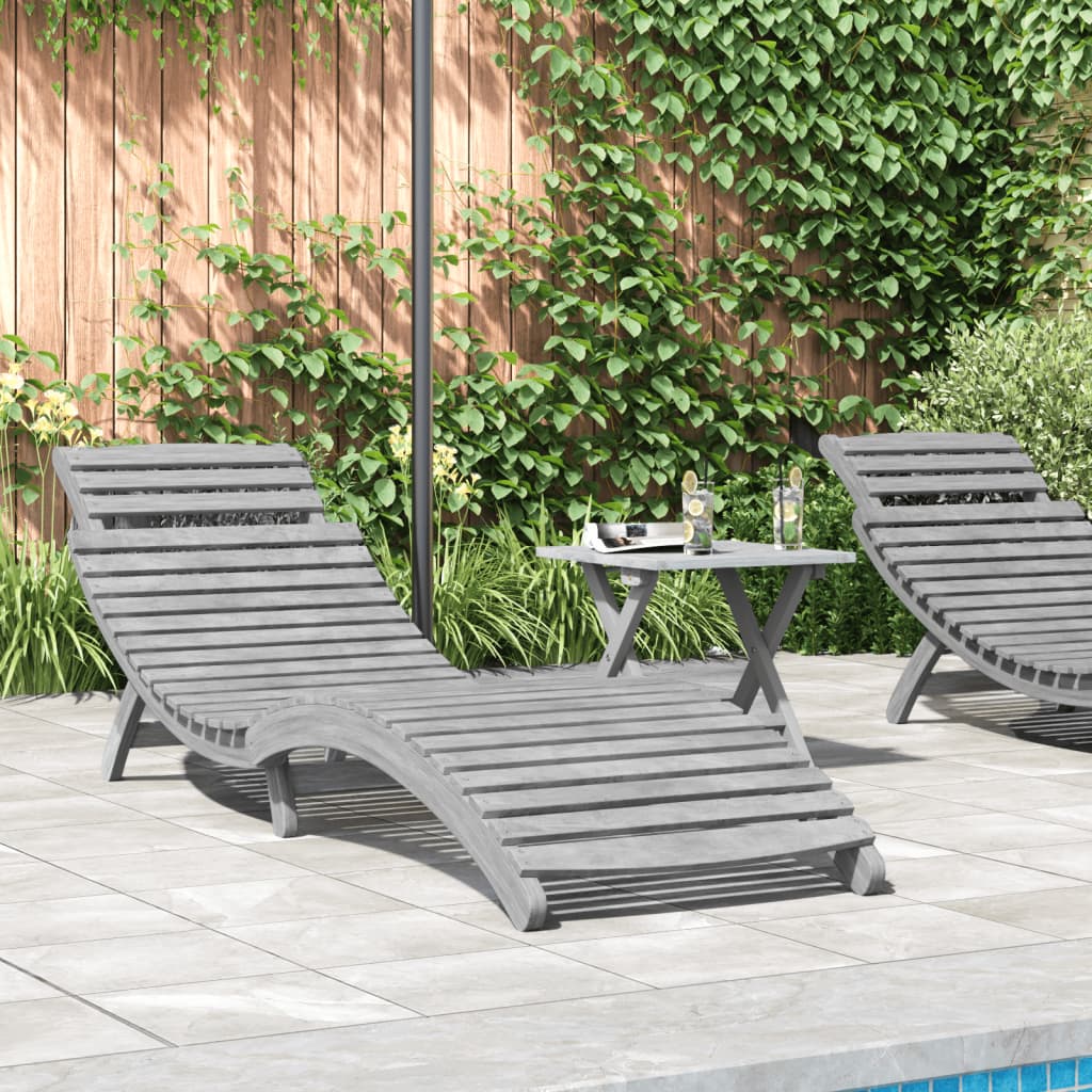 vidaXL Ligbedden 2 st 184x55x64 cm massief acaciahout grijs