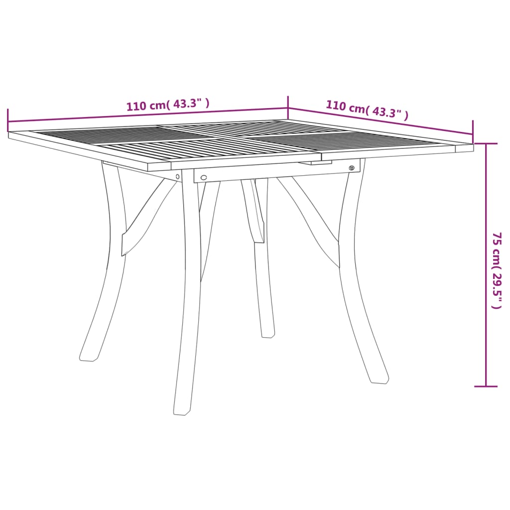 vidaXL Tuintafel 85x85x75 cm massief acaciahout