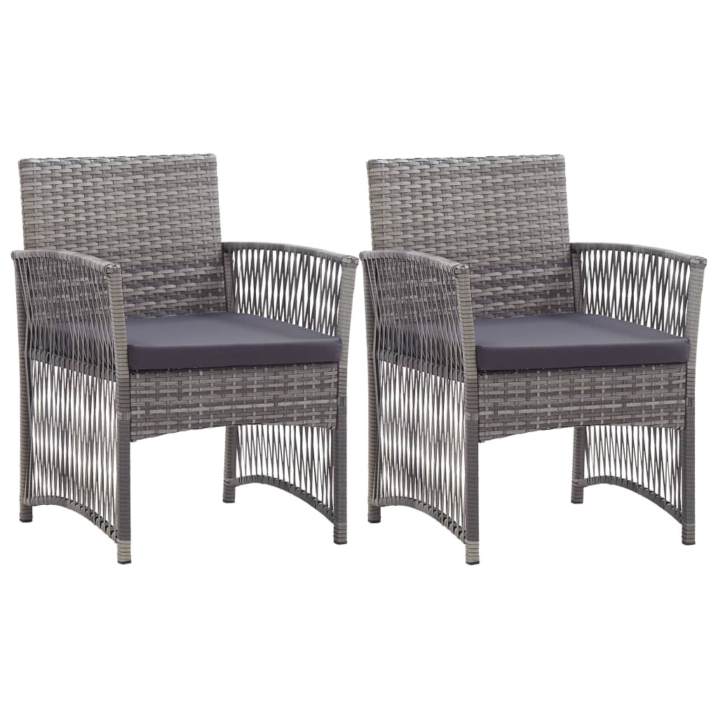 vidaXL Tuinstoelen met kussens 2 st poly rattan zwart