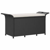 vidaXL Garden Bench with Cushion 116x46x57 cm Poly Rattan Brown