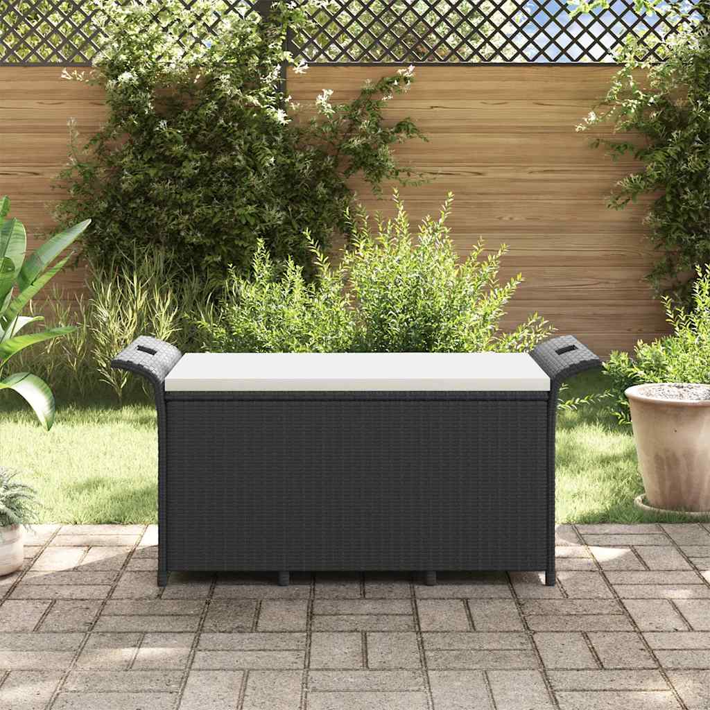 vidaXL Garden Bench with Cushion 116x46x57 cm Poly Rattan Brown