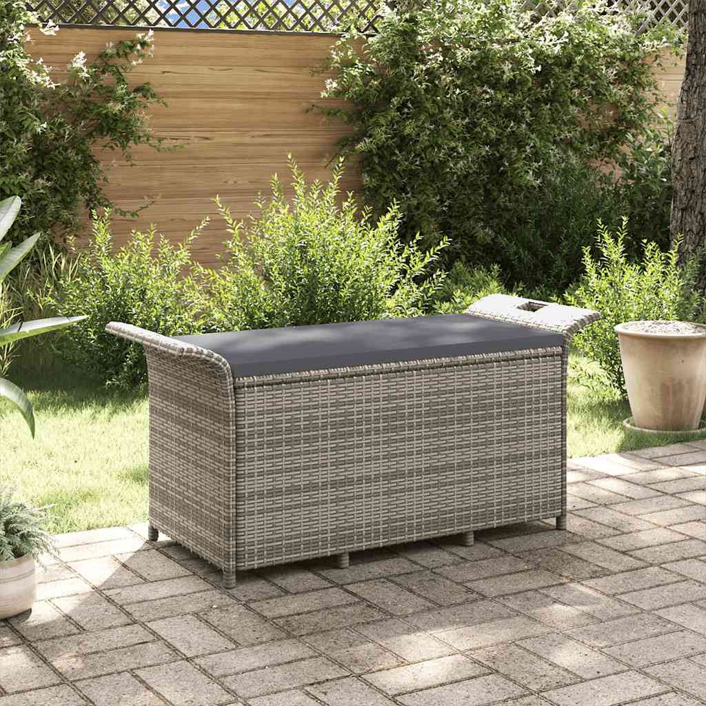 vidaXL Garden Bench with Cushion 116x46x57 cm Poly Rattan Brown