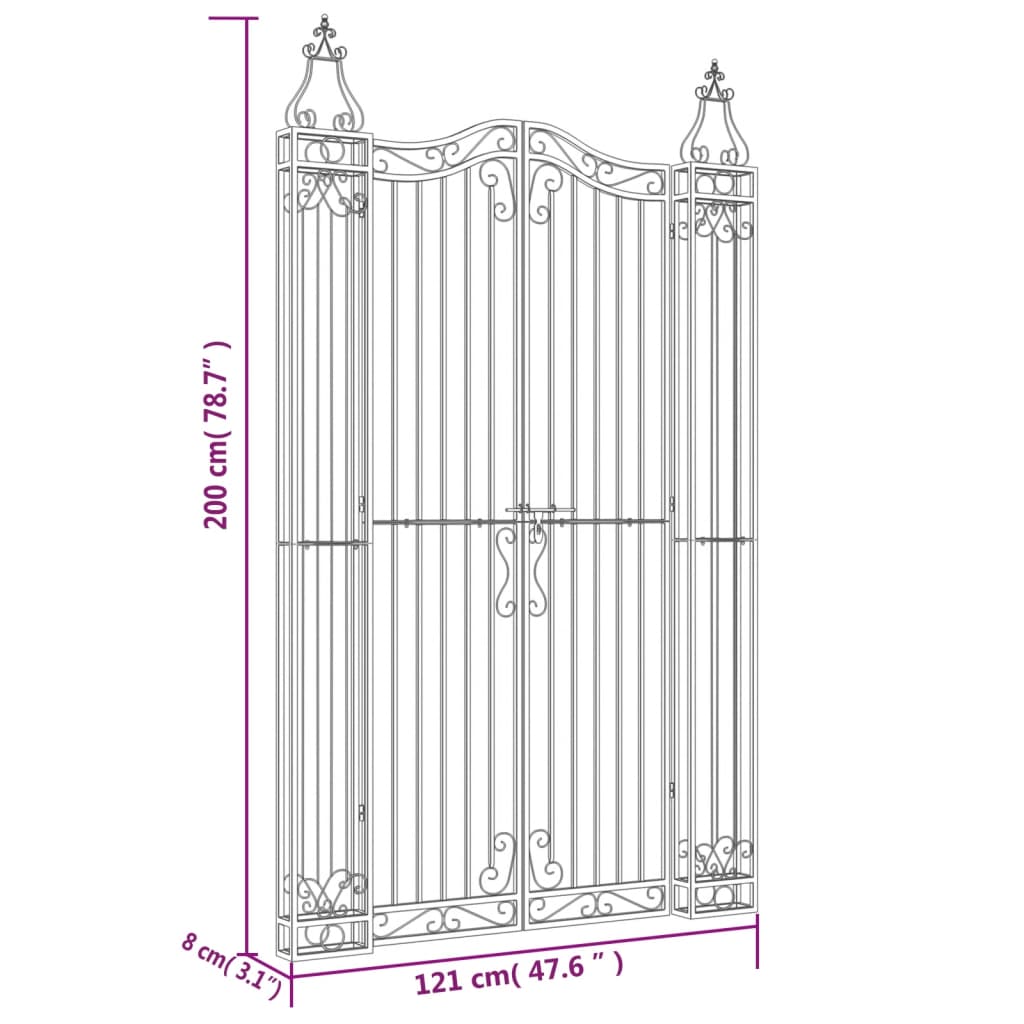 vidaXL Gate 121x8x100 cm wrought iron black
