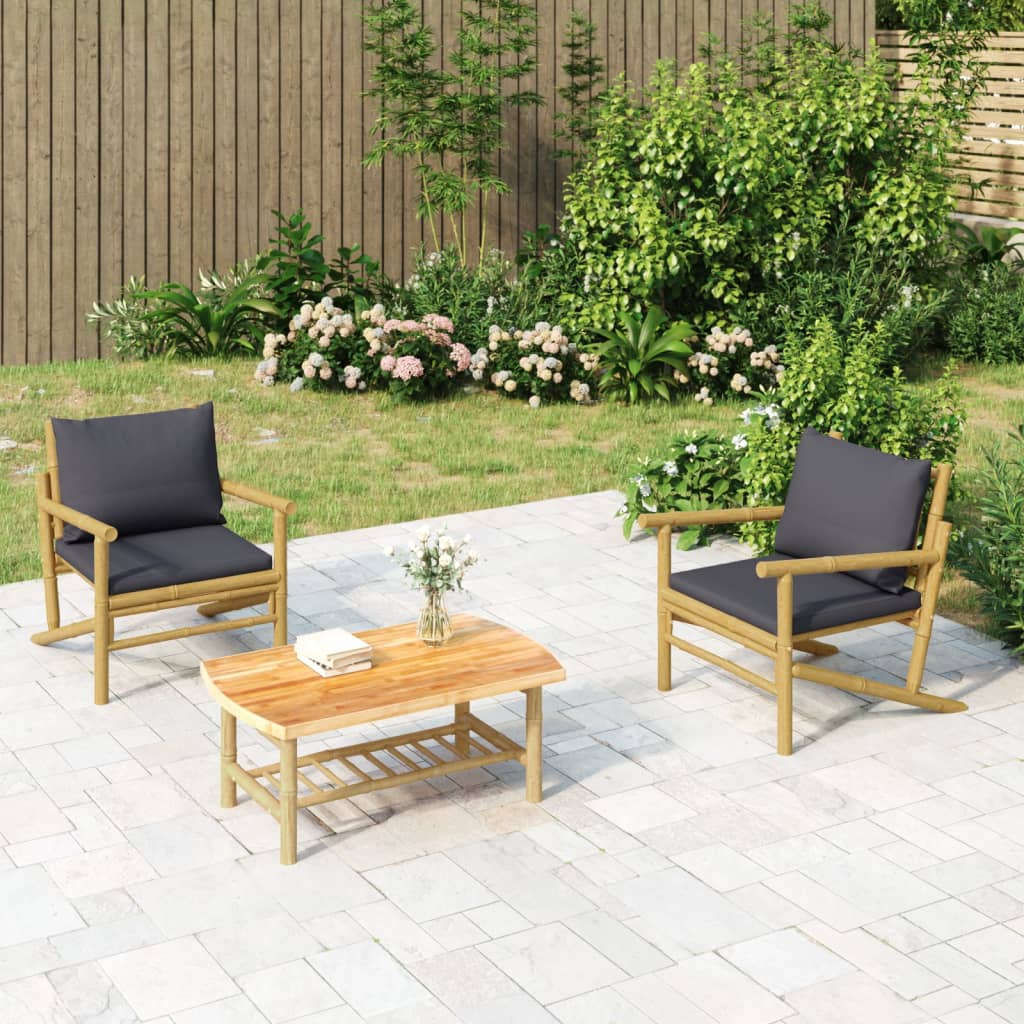 vidaXL Tuinbank met crèmewitte kussens bamboe