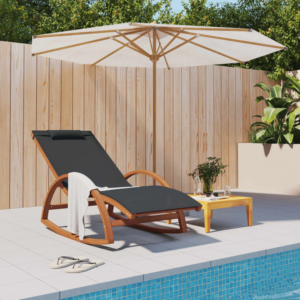 vidaXL Rocking Chair Textilene and Solid Poplar Wood White