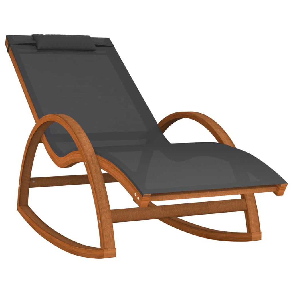 vidaXL Rocking Chair Textilene and Solid Poplar Wood White