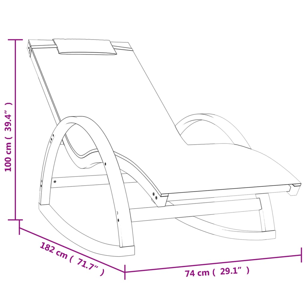 vidaXL Rocking Chair Textilene and Solid Poplar Wood White