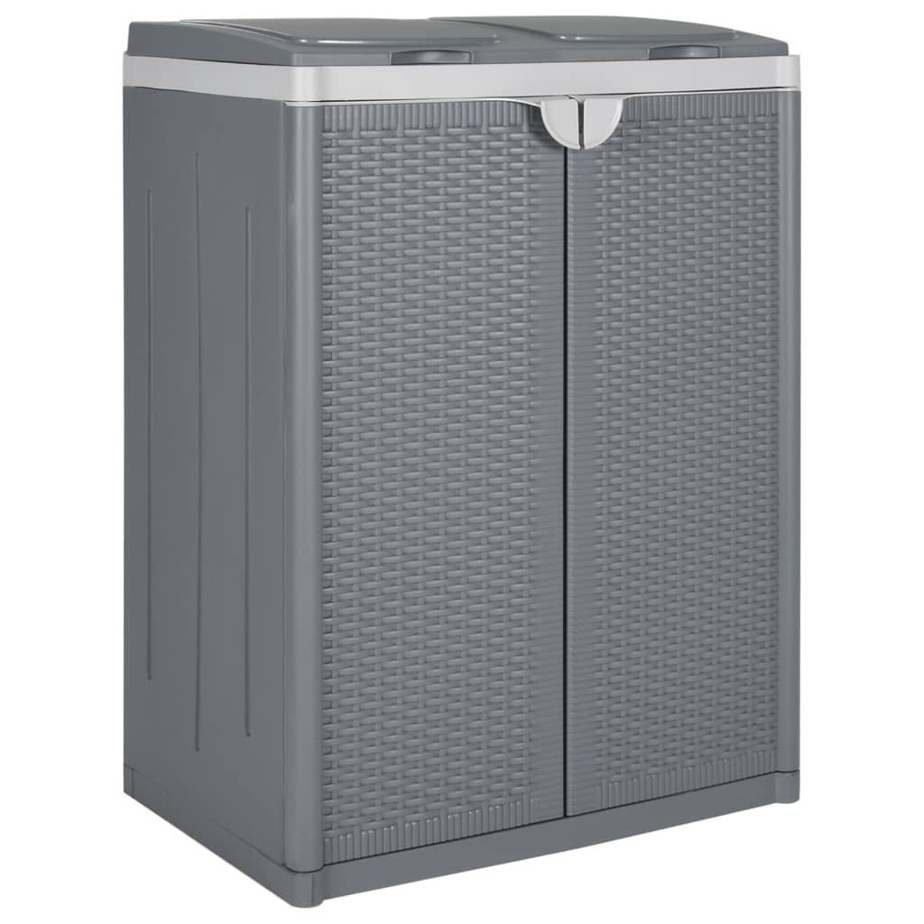 vidaXL Vuilnisbak met 2 deuren 65x45x88 cm PP grijs
