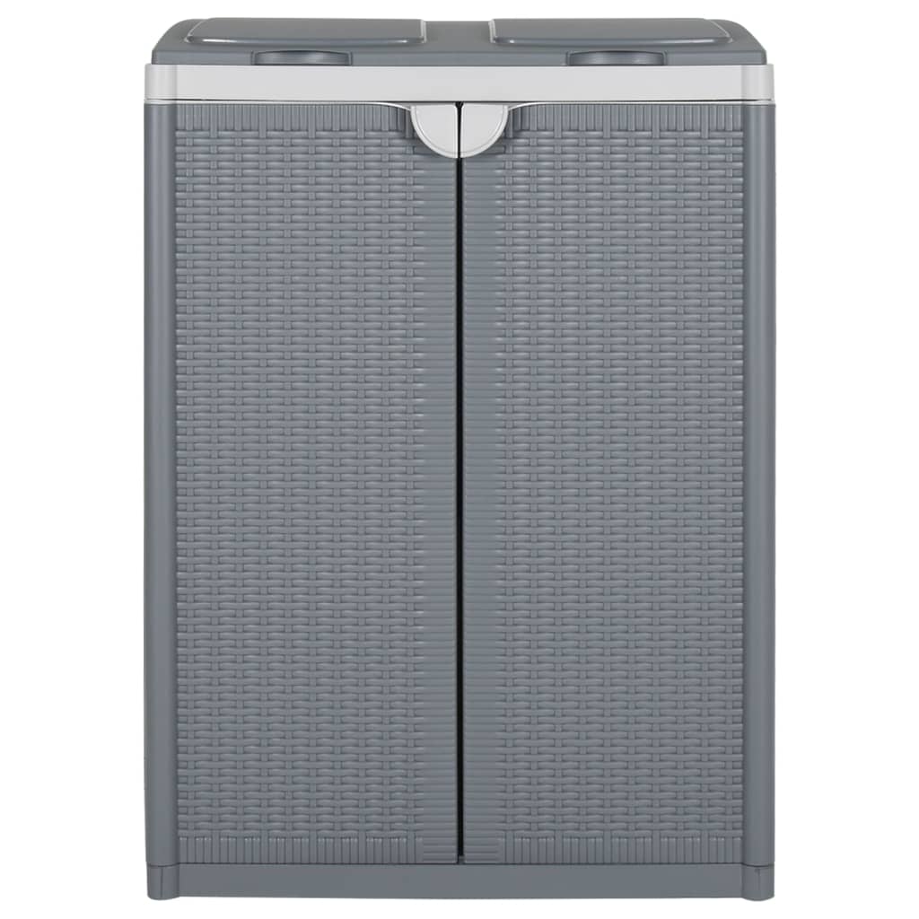vidaXL Vuilnisbak met 2 deuren 65x45x88 cm PP grijs