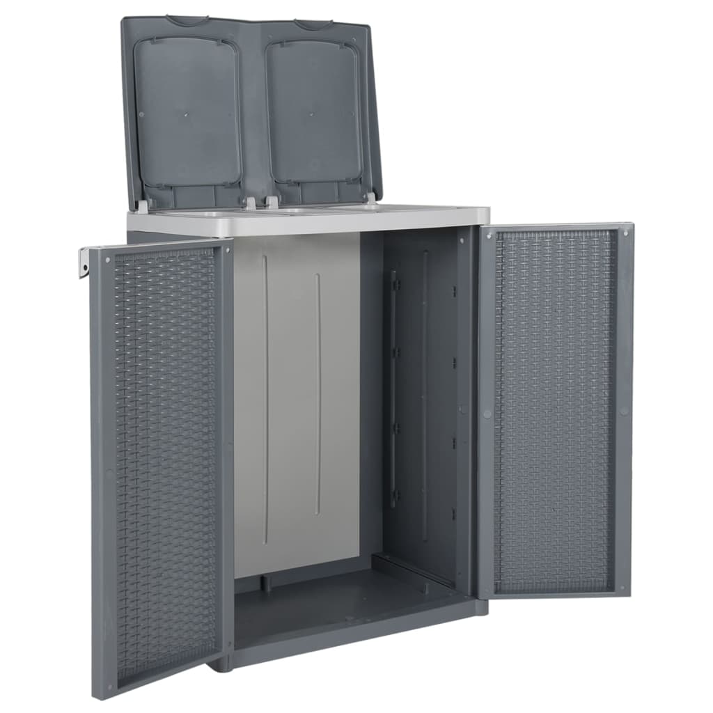 vidaXL Vuilnisbak met 2 deuren 65x45x88 cm PP grijs