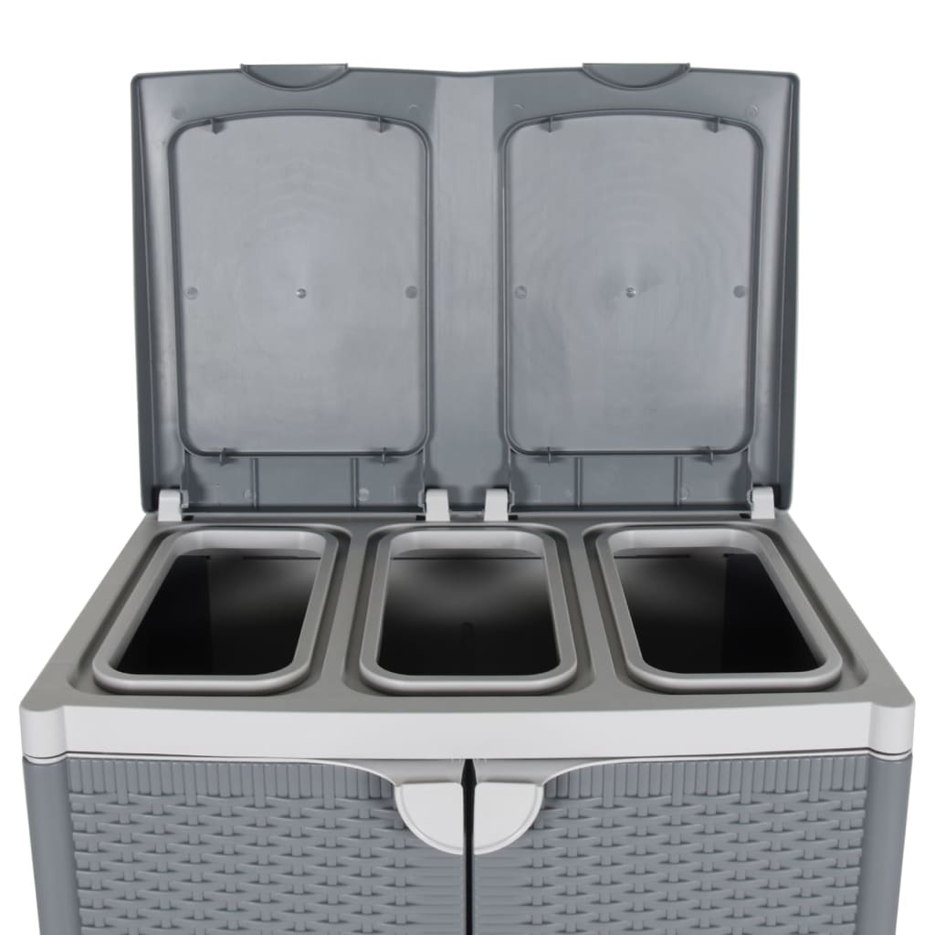 vidaXL Vuilnisbak met 2 deuren 65x45x88 cm PP grijs