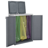 vidaXL Vuilnisbak met 2 deuren 65x45x88 cm PP grijs