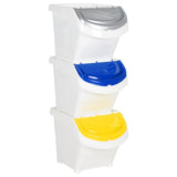 vidaXL Afvalbakken met deksels stapelbaar 3 st PP 120 L wit