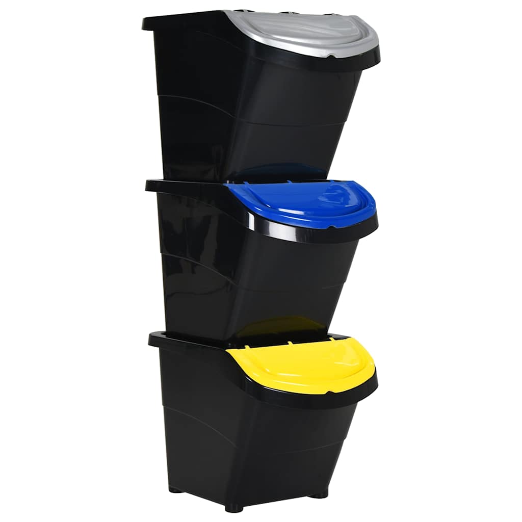 vidaXL Afvalbakken met deksels stapelbaar 3 st PP 120 L wit