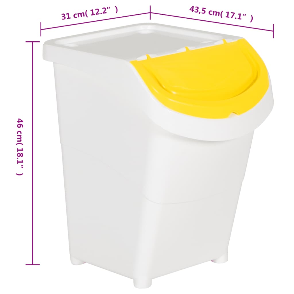 vidaXL Afvalbakken met deksels stapelbaar 3 st PP 120 L wit