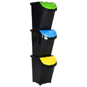 vidaXL Afvalbakken met deksels stapelbaar 3 st PP 120 L wit
