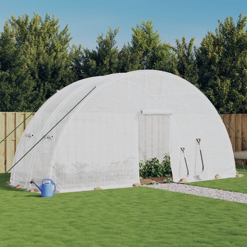vidaXL Kas met stalen frame groen 24 m² 6x4x2,85 m