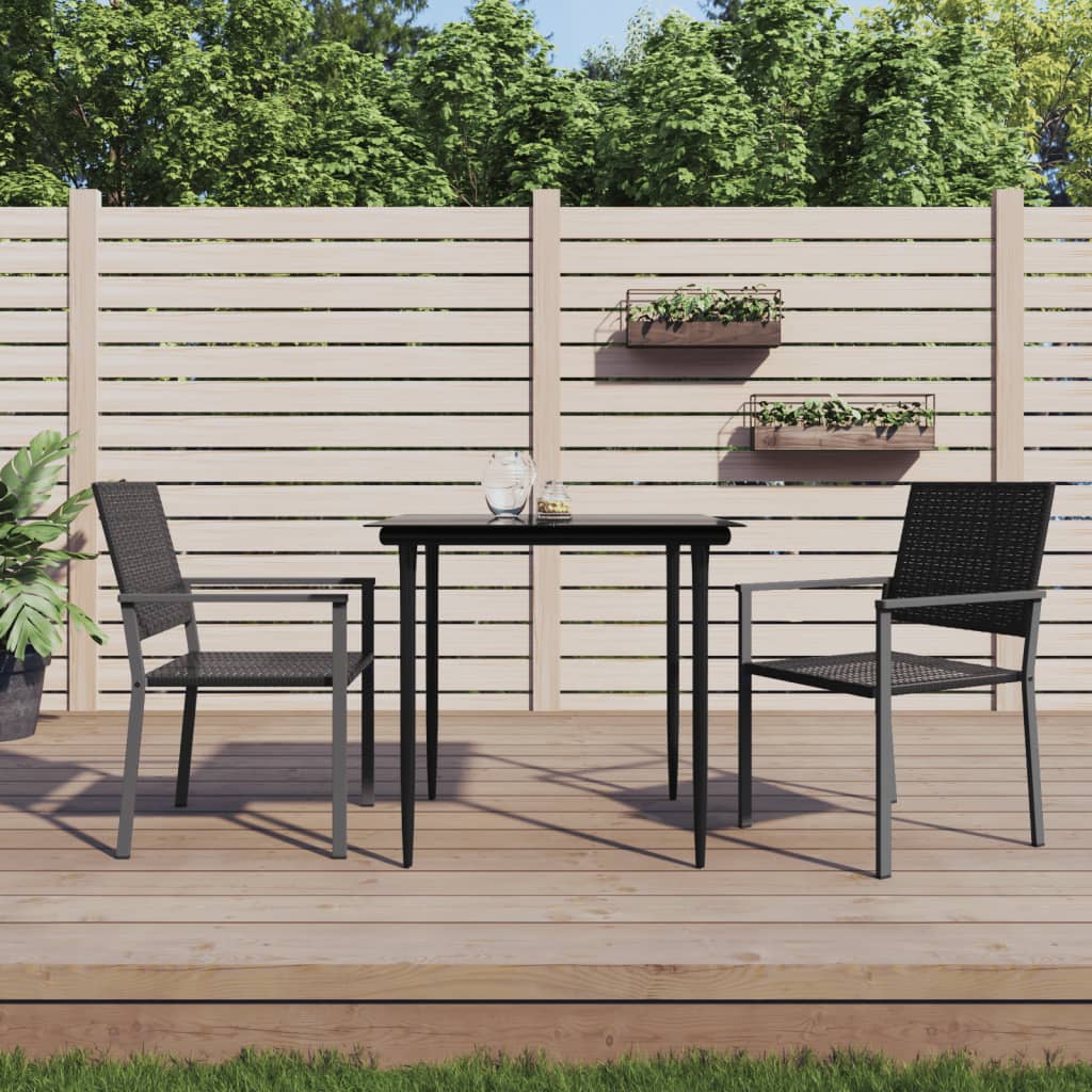 vidaXL Garden dining chairs 4 pcs with cushions 54x62.5x89 cm poly rattan black