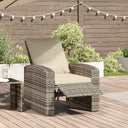 vidaXL Garden Chair Adjustable with Cushions Poly Rattan Light Brown