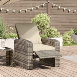 vidaXL Garden Chair Adjustable with Cushions Poly Rattan Light Brown