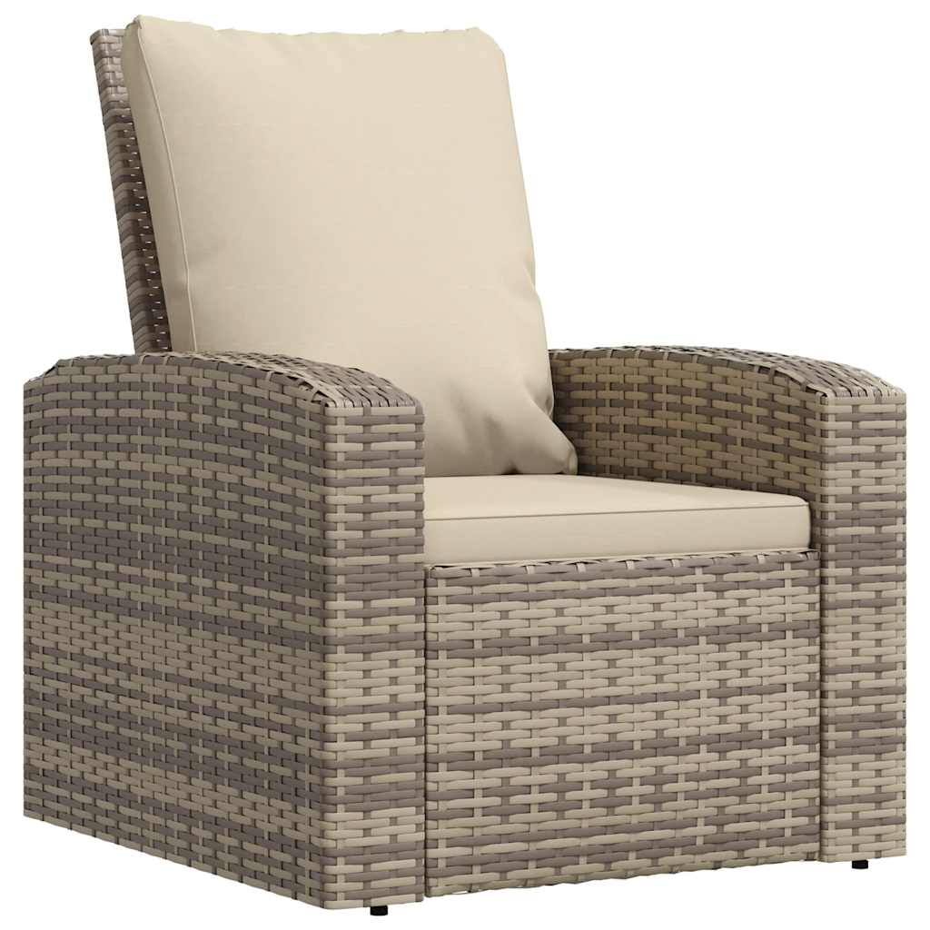vidaXL Garden Chair Adjustable with Cushions Poly Rattan Light Brown