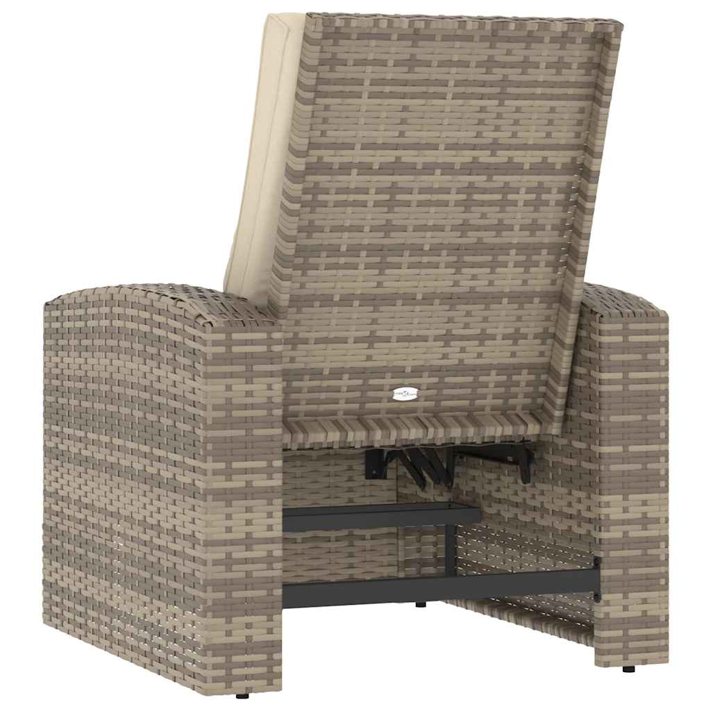 vidaXL Garden Chair Adjustable with Cushions Poly Rattan Light Brown