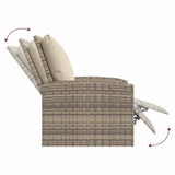 vidaXL Garden Chair Adjustable with Cushions Poly Rattan Light Brown
