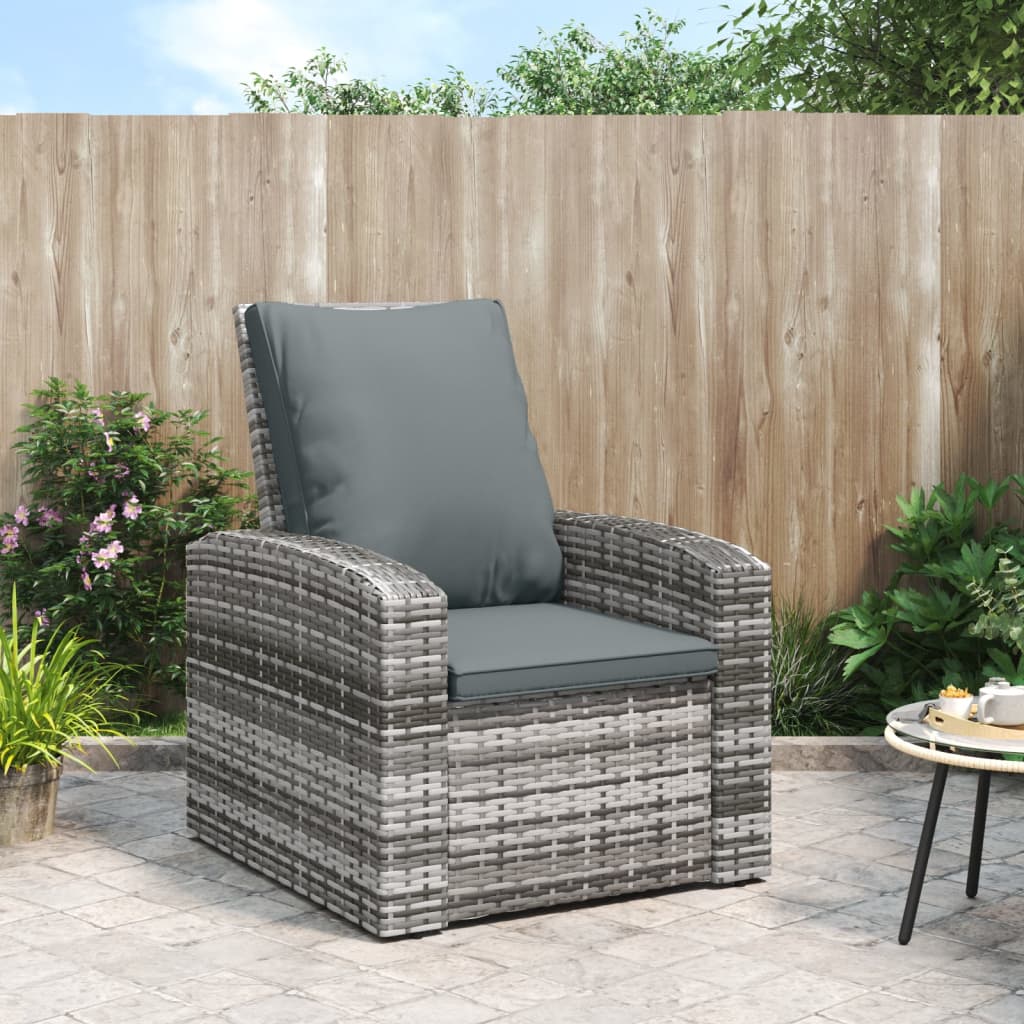 vidaXL Garden Chair Adjustable with Cushions Poly Rattan Light Brown