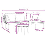vidaXL 3-delige Loungeset met kussens poly rattan beige