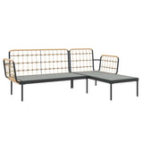 vidaXL 3-delige Loungeset met kussens poly rattan beige