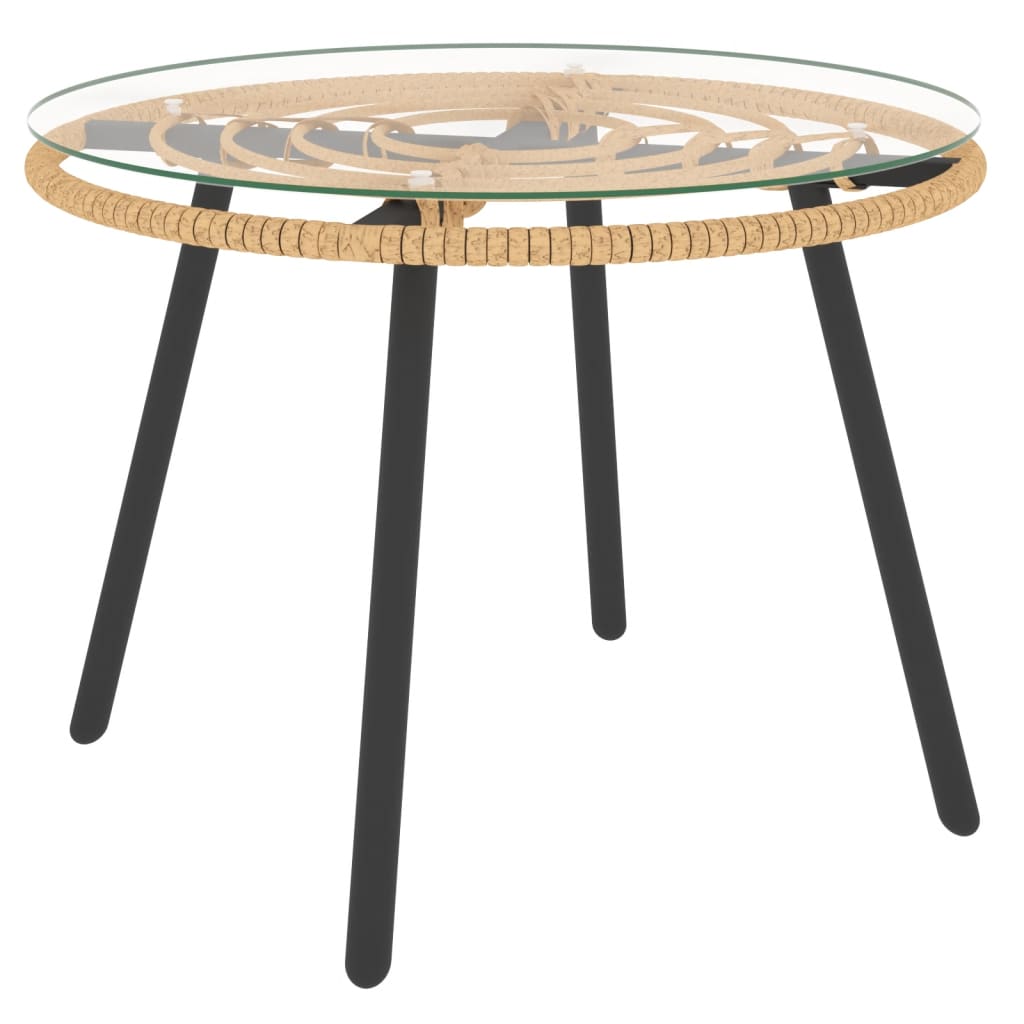 vidaXL 3-delige Loungeset met kussens poly rattan beige