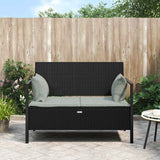 vidaXL Tuinbank 2-zits met kussens poly rattan grijs