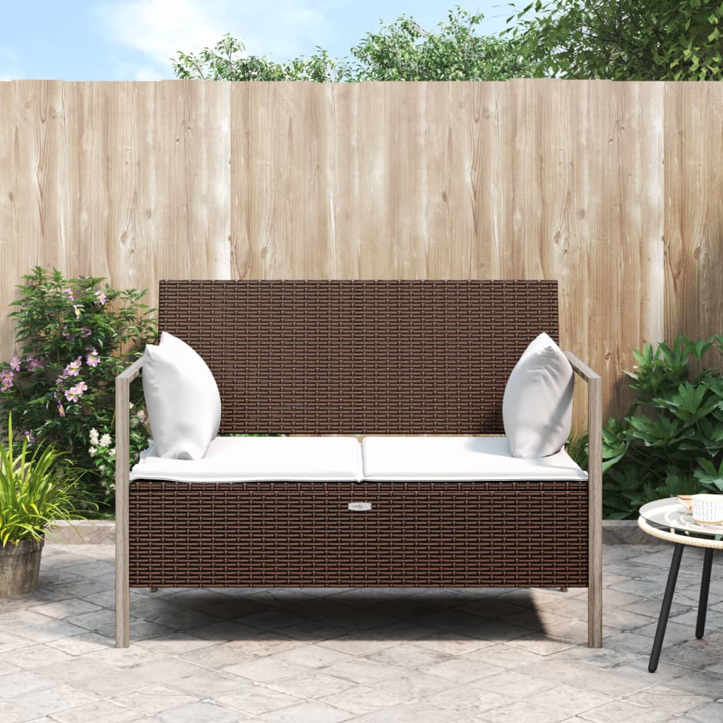 vidaXL Tuinbank 2-zits met kussens poly rattan grijs